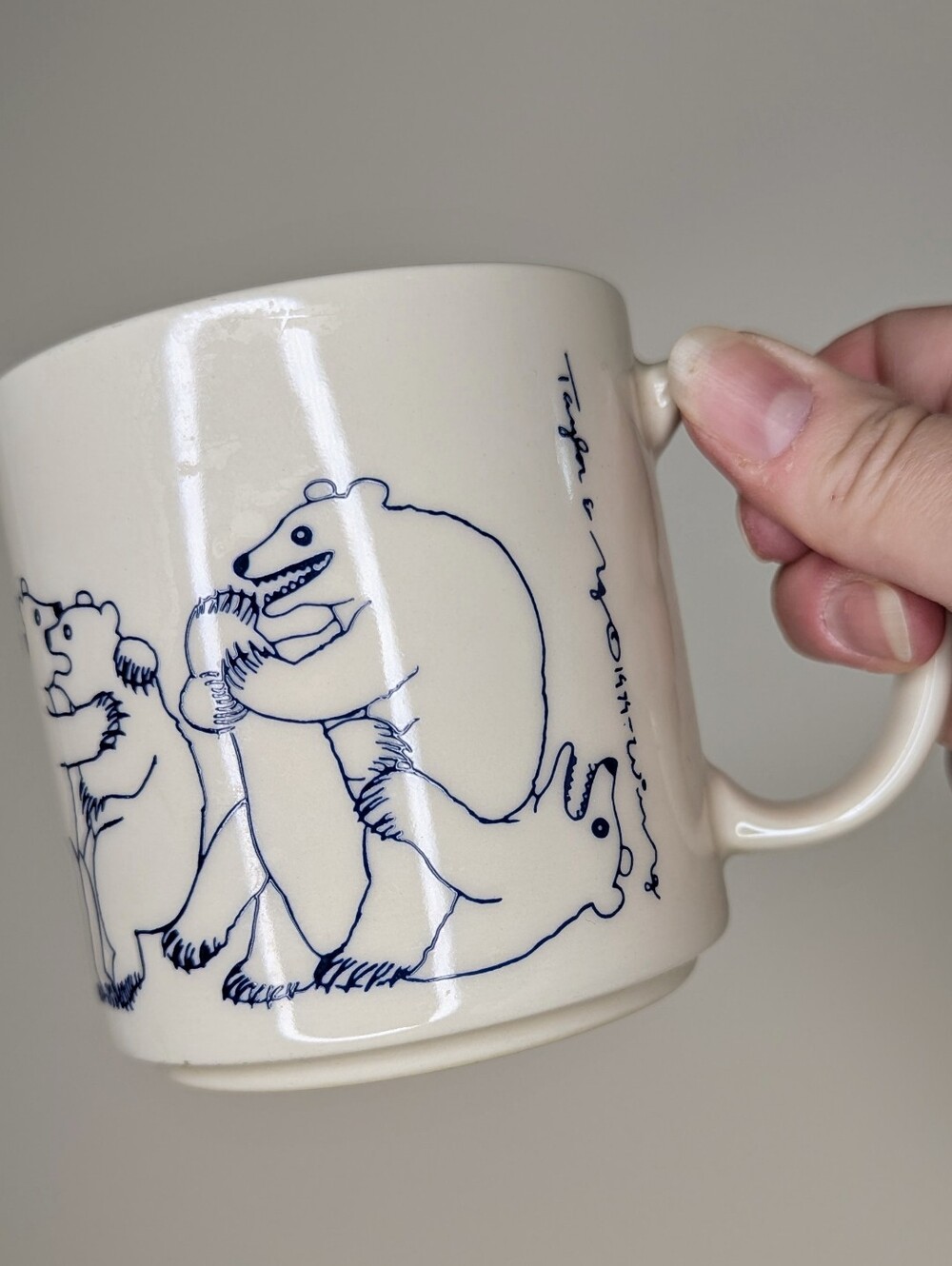 Vintage Taylor & NG Naughty Sexy Bears Orgy Blue Grey White Coffee Mug Cup